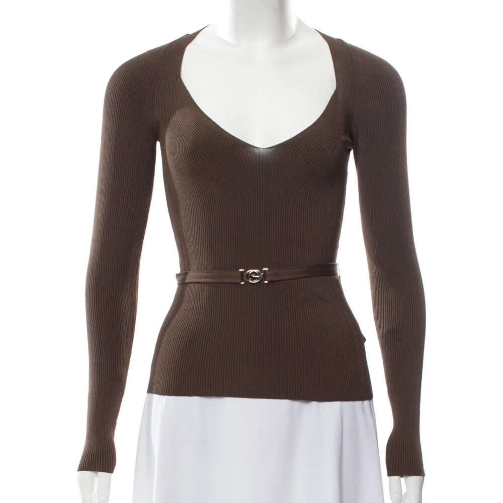 Gucci Belted Long Sleeve Top